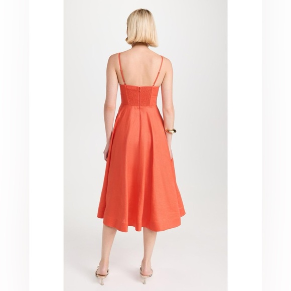 NWT Zimmermann Crush Tie Front Linen Midi Dress 2 US8 - Picture 4 of 15